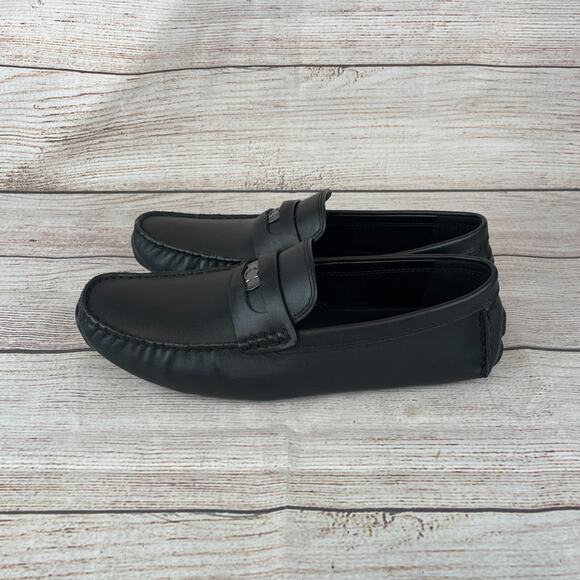 Coach C Coin Mens Sz 7.5D Leather Driver Loafers Black - TRIED ON ONLY